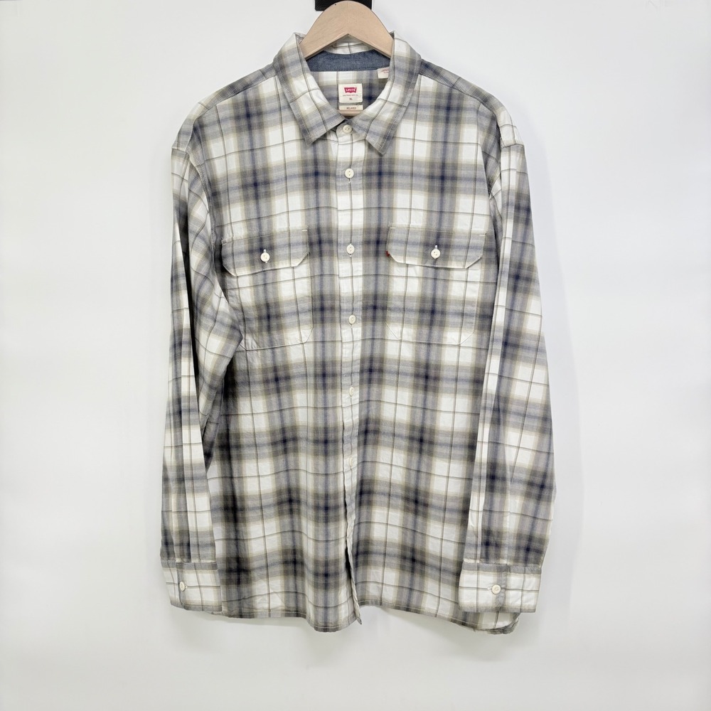 Levi's The Worker Relaxed Fit Plaid Button Down Shirt Mens XL Blue Western Work